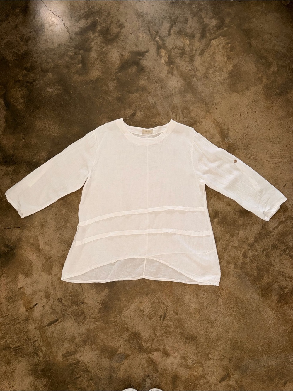 SAGA Made in Italy 100% Linen White Layered Tunic Top XL